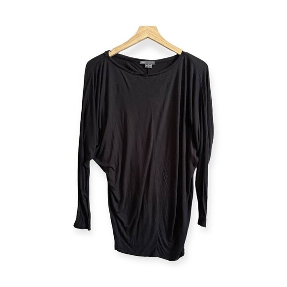 Vince Tapered Hem Long Sleeve Tee, Black, Size XS - Picture 1 of 14